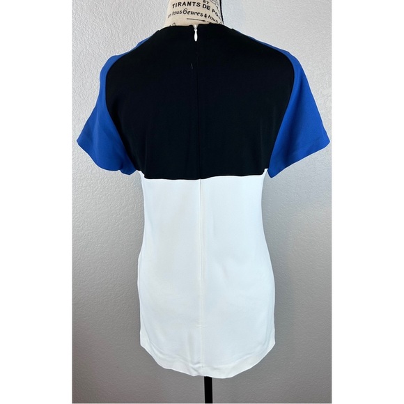 Piazza Sempione White Blouse with Blue/Black Colorblocking - Picture 6 of 8